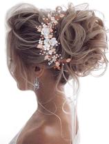 Wedding Hair Vine Unicra Flower Pearl Rhinestone Rose Gold Wedding Hair Vine Unicra Flower Pearl Rhinestone Rose Gold