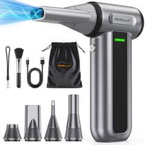 WeGuard W22 Soprador de Ar Comprimido Elétrico, 180000 RPM, Mini Soprador de Neve Ajustável com Luz LED e 3 Velocidades, Recarregável para Computador, Carro, Teclado, Folhas e Uso Externo