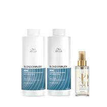 Wella BlondorPlex Care Line Sh 1000ml + Cond 1000ml + Óleo Light 100ml