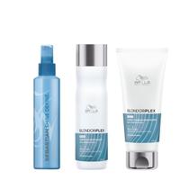 Wella BlondorPlex Shampoo 250ml + Condicionador 200ml + Shine Spray Finalizador 200ml