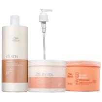 Wella Cronograma Máscara Fusion 500ml + Shampoo 1 Litro e Máscara Nutri Enrich 500ml + Válvula Pump