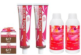 Wella Kit c/2 Color Touch Tonalizante 6/7 Louro Escuro Marrom 60g + 2 Emulsão 13v 120 ml