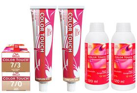 Wella Kit c/2 Color Touch Tonalizante 7/0 Louro Médio e 7/3 Louro Médio Dourado 60g + 2 Emulsão 13v 120 ml