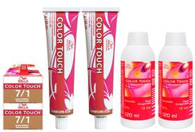 Wella Kit c/2 Color Touch Tonalizante 7/1 Louro Médio Acinzentado 60g + 2 Emulsão 13v 120 ml