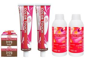 Wella Kit c/2 Color Touch Tonalizante 7/73 Louro Médio Marrom Dourado 60g + 2 Emulsão 13v 120 ml