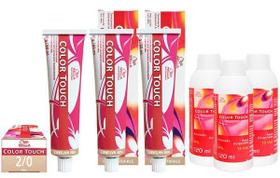 Wella Kit c/3 Color Touch Tonalizante 2/0 Preto 60g + 3 Emulsão 13v 120 ml