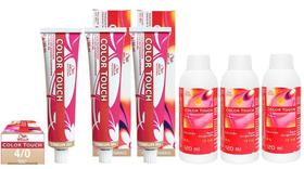 Wella Kit c/3 Color Touch Tonalizante 4/0 Castanho Médio 60g + 3 Emulsão 13v 120 ml