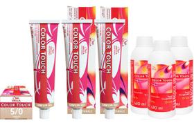 Wella Kit c/3 Color Touch Tonalizante 5/0 Castanho Claro 60g + 3 Emulsão 13v 120 ml