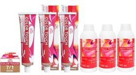 Wella Kit c/3 Color Touch Tonalizante 7/1 Louro Médio Acinzentado 60g + 3 Emulsão 13v 120 ml