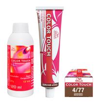 Wella Kit Color Touch Tonalizante 4/77 Castanho Médio Marrom Intenso 60g + Emulsão 13v 120 ml