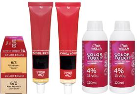 Wella Kit Color Touch Tonalizante 6/0 Louro Escuro e 6/3 Louro Escuro Dourado 60g + 2 Emulsão 13v 120 ml