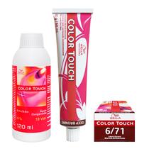Wella Kit Color Touch Tonalizante 6/71 Louro Escuro Marrom Acinzentado 60g + Emulsão 13v 120 ml