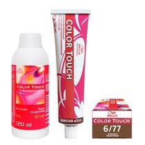 Wella Kit Color Touch Tonalizante 6/77 Louro Escuro Marrom Intenso 60g + Emulsão 13v 120 ml