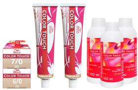 Wella Kit Color Touch Tonalizante 7/0 Louro Médio e 6/0 Louro Médio Dourado 60g + 3 Emulsão 13v 120 ml