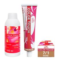 Wella Kit Color Touch Tonalizante 7/1 Louro Médio Acinzentado 60g + Emulsão 13v 120 ml