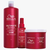 Wella kit ultimate repair shampoo 1l + condicionador 500ml + leave-in reparador 95ml