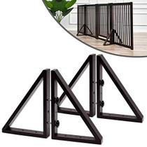 WELLAND Triangle Support Feet Set of 2 for 360 Degree Configurable Gate Collection, madeira maciça de pinho, fácil de instalar, 2 pares de pés de cerca de segurança para portões de animais de estimação independentes, café expresso (apenas pés)