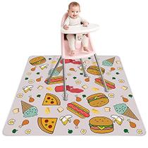 Welspo Baby Splat Mat para Sob Cadeira Alta, Tapete de Piso Grande Lavável, Anti-Slip Silicone Spot Waterproof Baby Splash Mat, Food Catcher Art Craft Leak Proof Mat (51'' X 51'') Artesanato (Comida)