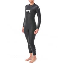 Wetsuit TYR Hurricane Cat 1 Feminina com Mangas Neoprene Slick Skin com Speed Wrap para Triathlon