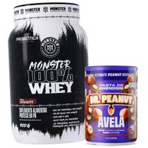 Whey 100% 900g monster probiotica+pasta de amendoim 250g sort