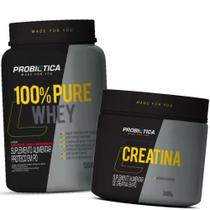 Whey 100% concentrado 900g+creatina pura 300g-probiótica