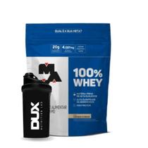 Whey 100% Concentrado Max Titanium Refil 900g Suplemento + Coqueteleira Dux chocolate