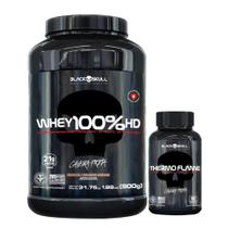 Whey 100% HD - Black Skull- 900G (WPC, WPI E WPH) + Thermo Flame - 60 Tabs