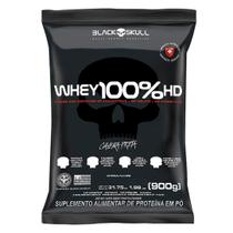 Whey 100 HD Refil 900g WPC, WPI E WPH BlackSkull Caveira Preta