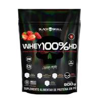 Whey 100% Hd Refil Black Skull - 900g (wpc, Wpi E Wph) Sabor Morango