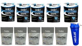 Whey 100% Health Time 5x 2.1 Kg + Creatina 5x 300g + Coqueteleira 700 ML