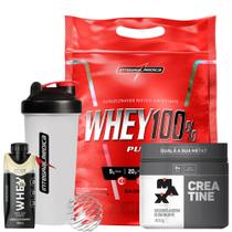 Whey 100% Protein Concentrado 900 Refil IM + Whey Shake 250ml Dux + Creatina 300g Max + Coq IM