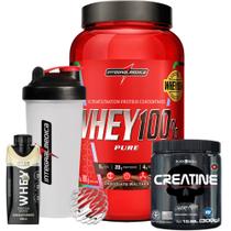 Whey 100% Protein Concentrado 900g IM + Whey Shake 250ml Dux + Creatina 300g Black + Coq - IM