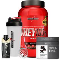 Whey 100% Protein Concentrado 900g IM + Whey Shake 250ml - Dux + Creatina 300g Max + Coq - IM