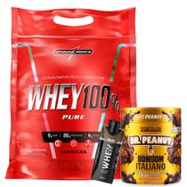 Whey 100% Pure - Concentrado - 900g Refil - Integralmédica + Pasta Amendoim - Dr Peanut + Shake