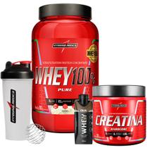 Whey 100% Pure Protein Concentrado 900g Im + Creatina 300g Im + Whey Shake - 250ml + Coqueteleira - Integralmédica