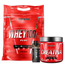 Whey 100% Pure Protein Concentrado Refil 900g - Integral + Creatina 300g - Im + Whey Shake - 250ml
