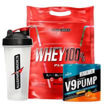 Whey 100% Pure Refil + Coq. - Integral + V9-Pump Pre Workout - Pré Treino - 300G - Shark Pro