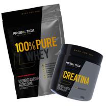 Whey 100% refil 900g + creatina 100g - probiotica