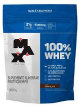 Whey 100% Refil Sabor Baunilha 900g - Max Titanium - Whey 100% Refil Sabor Baunilha 900g - Max Titanium -