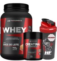 Whey 900g + Creatina 100% Pura 300g + Coquiteleira de Presente - Combo Academy