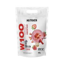 Whey Concentrado W100 Morango Premium Refil 900g Nutrata