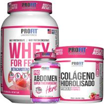 Whey Feminino 907g + Termogênico Pro Abdomen Hers 60 Cápsulas + Colágeno Hidrolisado 300g - Profit