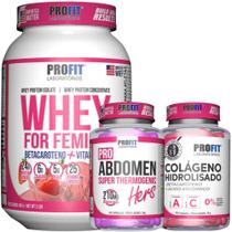 Whey For Feminy 907g + Termogênico Pro Abdomen Hers 60 Caps + Colágeno Hidrolisado 150 Caps - Profit