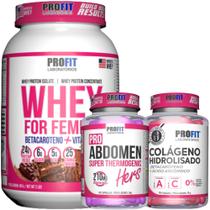 Whey For Feminy 907g + Termogênico Pro Abdomen Hers 60 Caps + Colágeno Hidrolisado 150 Caps - Profit