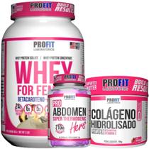 Whey For Feminy 907g + Termogênico Pro Abdomen Hers 60 Cápsulas + Colágeno Hidrolisado 150g - Profit