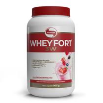 Whey Fort 3W Whey Protein Isolado Concentrado e Hidrolisado Sabor Frutas Vermelhas 900g Vitafor