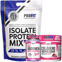 Whey Isolado 1,8kg + Colágeno Hidrolisado 300g + Termogênico Pro Abdomen Hers 60 Cápsulas - Profit