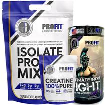 Whey Isolado 1,8kg + Creatina Pura 250g + Pré Treino Ultimate Iron Fight 270g - Profit