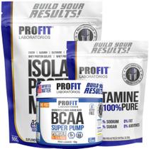 Whey Isolado 900g + Glutamina Pura 300g + Bcaa Super Pump 150g - Profit