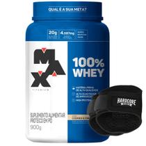Whey Protein 100% 900g Max Titanium + Luva Musculação